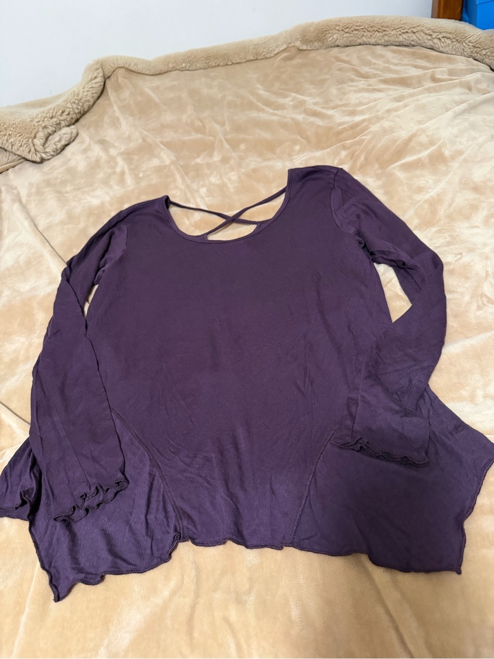 Prana  Long Sleeve Crisscross Back Top - Plum Women’s XS